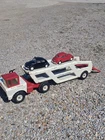 Vintage 1970's Mighty Tonka Pressed Steel Car Carrier W/ 2 VW's 34"