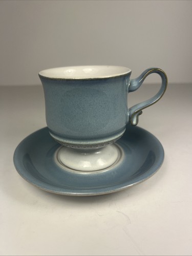Denby Castile Blue and White Footed Tea Cup & Saucer - Picture 2 of 7