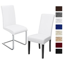 Stuhlhusse 2 Stück Microfaser Elasthan Stretchbezug Pflegeleicht Weiß