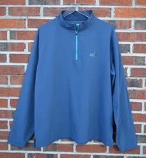 Peter Millar Men's XL Werth Element 4 Wicking 1/4 Zip Pullover Blue Pine Needles
