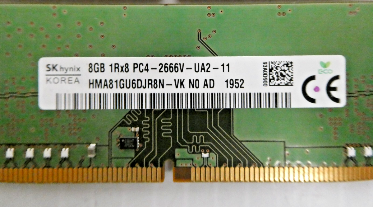 SKhynix 8GB 1Rx8 PC4-2666V-UA2-11 4枚セット SK Hynix 8gb 1rx8 Pc4-2666v-ua2-11 Desktop Server RAM Module for