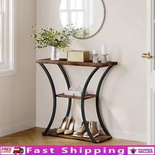 3 Tier Console Table Open Shelves Metal Frame Entryway Sofa Storage Table New