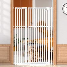 63" Extra Tall Cat Gate Auto Close One-Hand Open Includes Extension Kit