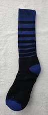 Striped Crew Socks Black with Blue Stripes Shoe size 10-12 NEW