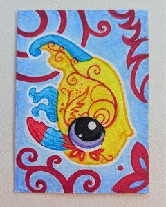 ACEO Artist Original, ATC Artist Trading Card, Littlest Pet Shop, LPS, Angelfish