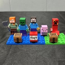 Lego Minecraft Minifigure Lot Steve Alex Pig Zombie and Accessories TNT Chest