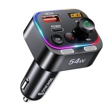 Bluetooth 5.4 FM Transmitter Car Adapter 54W PD 36W  18W  Stronger Black