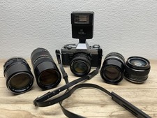 Vtg 1980s Minolta X-370 35mm Camera With 4 Extra lences Flash Light