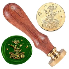Teacup Flowers Wax Sealing Stamp, 1" Brass Wax Seal Stamp Head with Wooden Handl