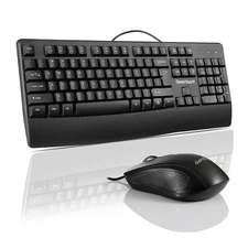 Wired Keyboard and Mouse Combo, 104 Keys Full-Size Ergonomic Computer Keyboar...