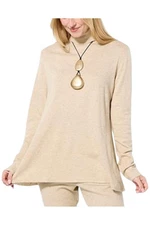 WynneLayers Women's Cashmere Butterfly Turtleneck Sweater Hthr Taupe