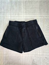 Member's Mark Women  s Black Twill Shorts M Elastic Waist Drawstring Zip Pockets