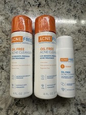 NEW Acne Free Lot Of 3 Cleansing Face Wash Oil Free