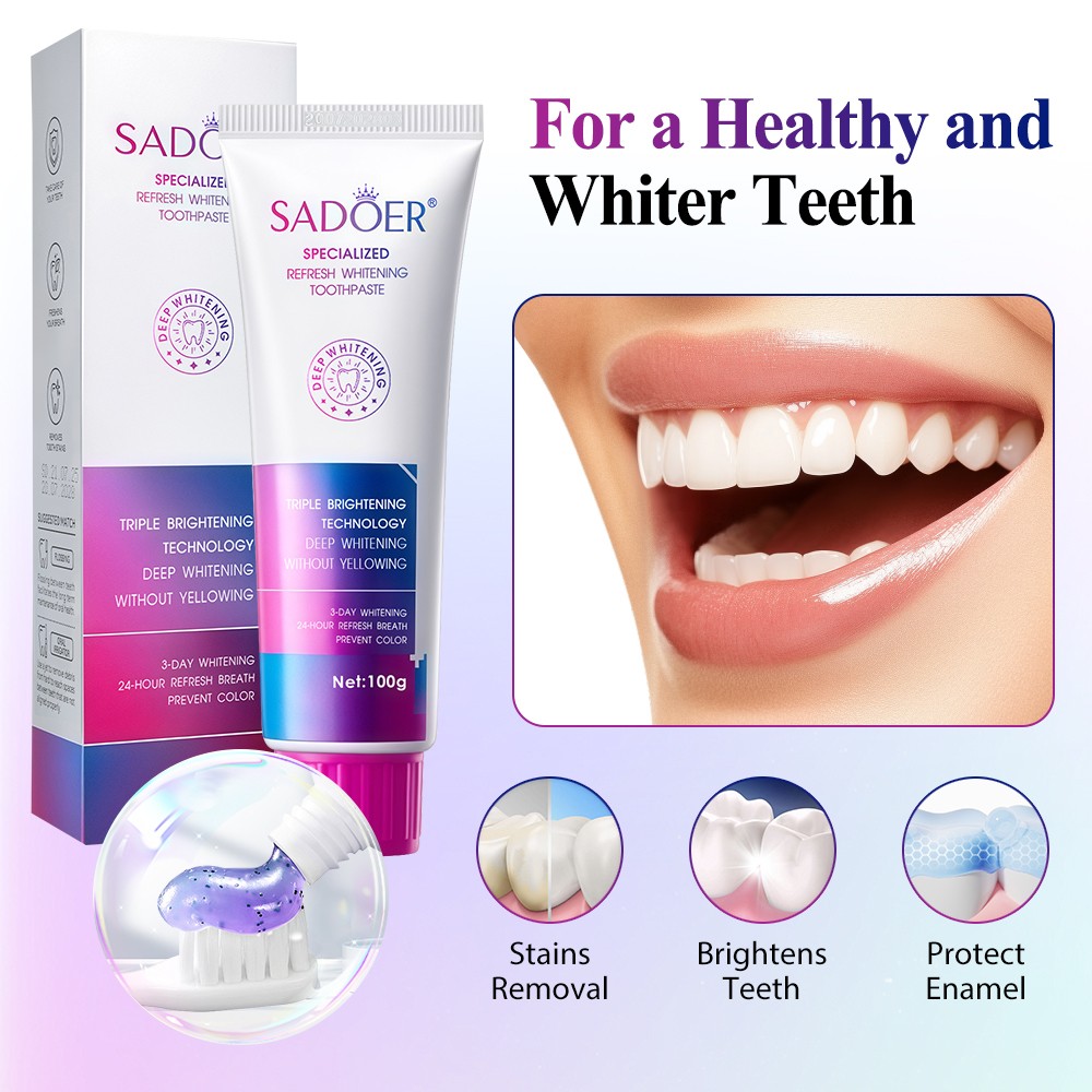 Purple Whitening Toothpaste for Teeth Stains & Bad Mouth Deep Cleaning Care