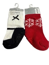 Carter s Baby Socks 4 Pair 2 Packs Snowflakes Mary Jane Unisex 3 12M New