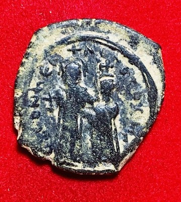 Heraclius AE Follis Nicomedia AD 617-618, NIKO, 1st OFFICINA, YEAR 7, SCARCE, VG