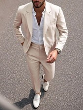 Mens Suits Sets 2 Pcs Slim Fit Coats Tuxedos Groom Groomsman Formal Work Casual