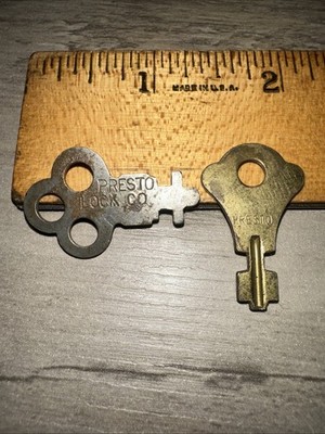 2 Vintage Presto Lock Luggage Case Keys Used