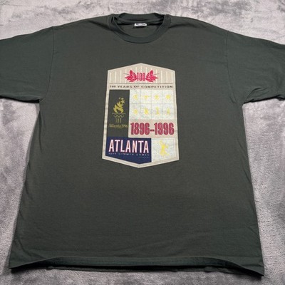 Vintage 1996 Champion T-Shirt Men XL Olive Green 100 Years Atlanta Olympics Game