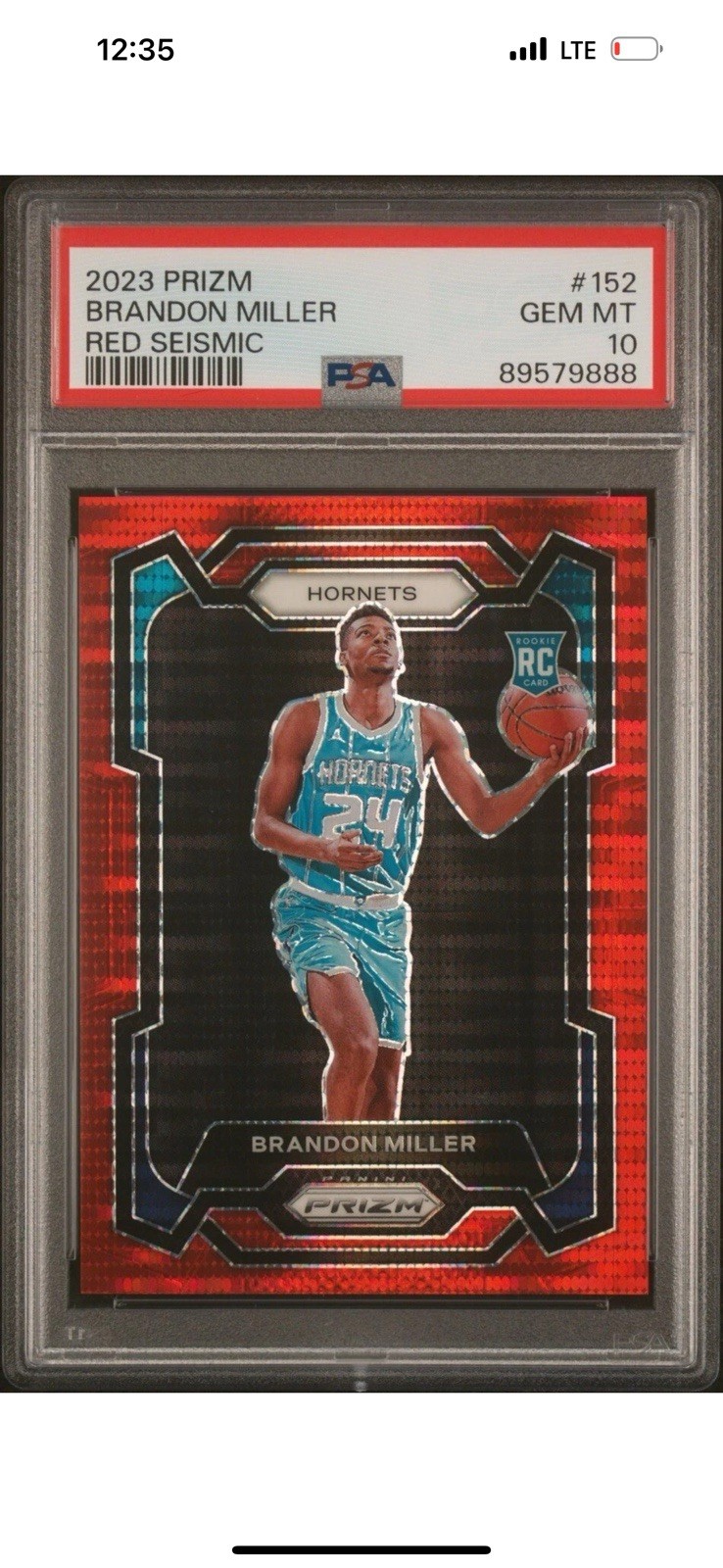 2023-24 Panini Prizm - Brandon Miller #152 Red Seismic Prizm /299 (RC)