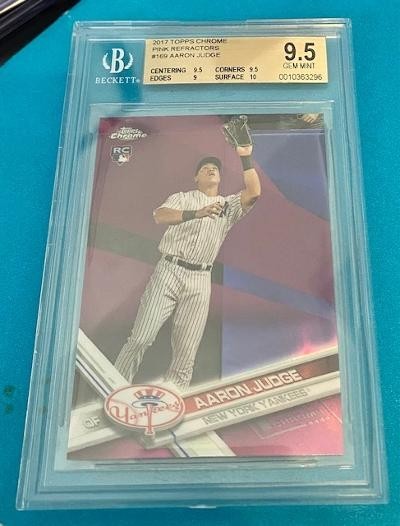 Aaron Judge RC 2017 Topps Chrome 169 RARE Pink Refractor BGS 9.5 GEM  10 invest