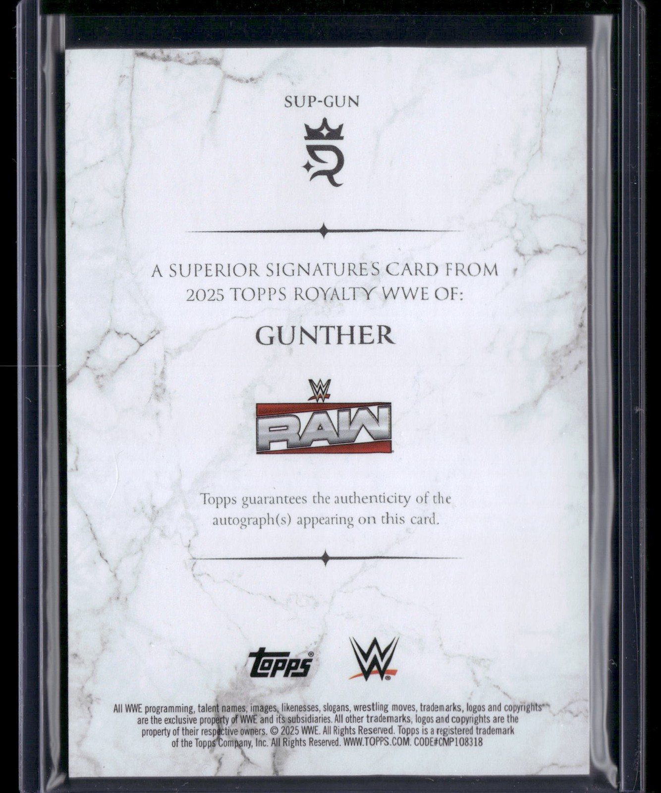 2025 Topps Royalty WWE #SUP-GUN Gunther Superior Signatures view 2
