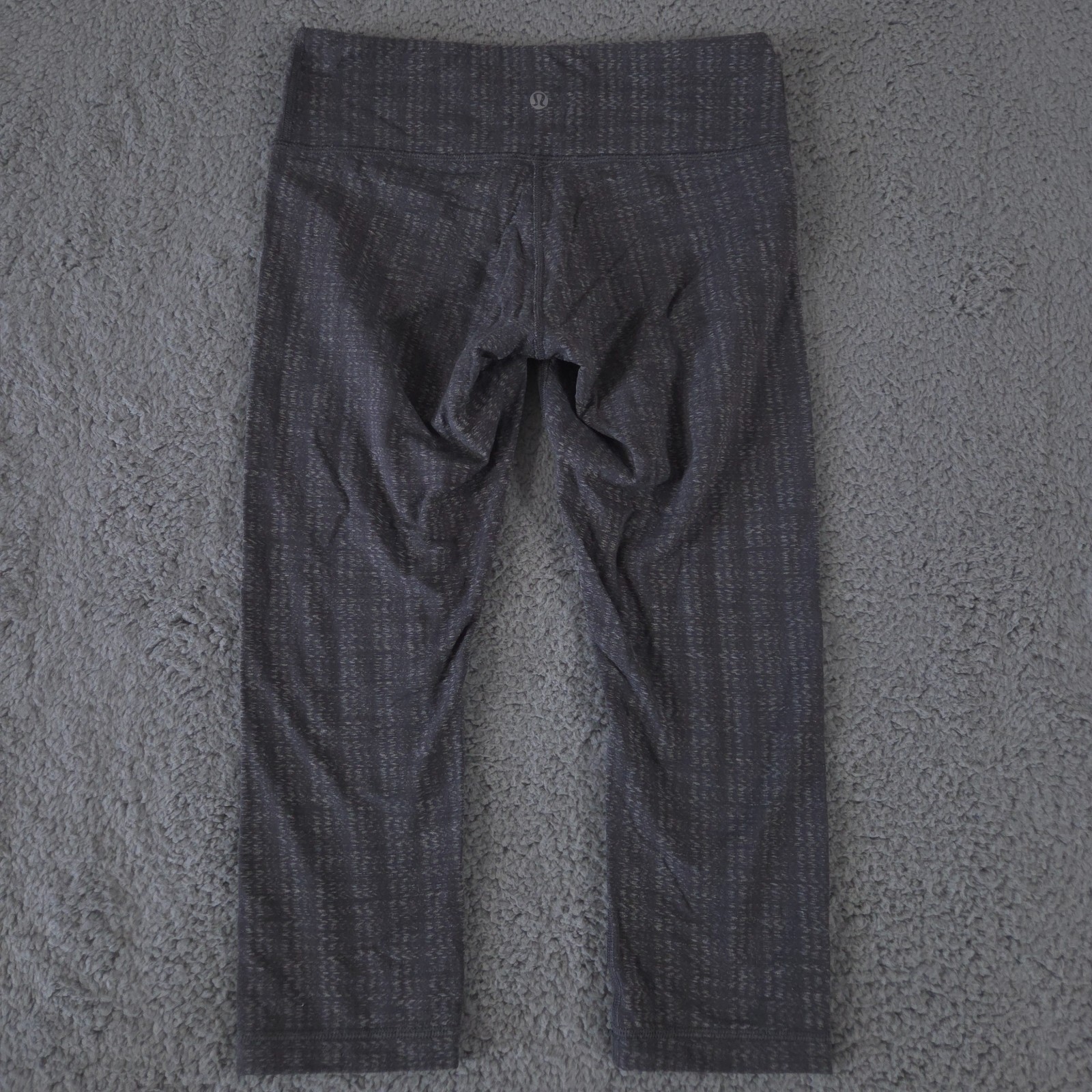 Lululemon Wunder Under Crop Leggings Womens 8 Gray Luon Textured Athletic Gym