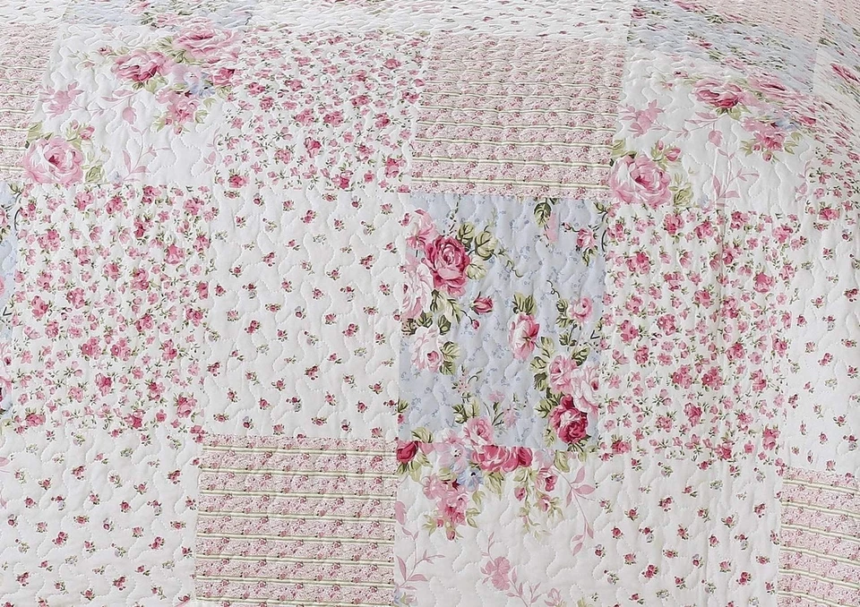 Tagesdecke Patchworkdecke Rosen Überwurf 220x240cm Bettüberwurf Decke - Bild 3 von 3