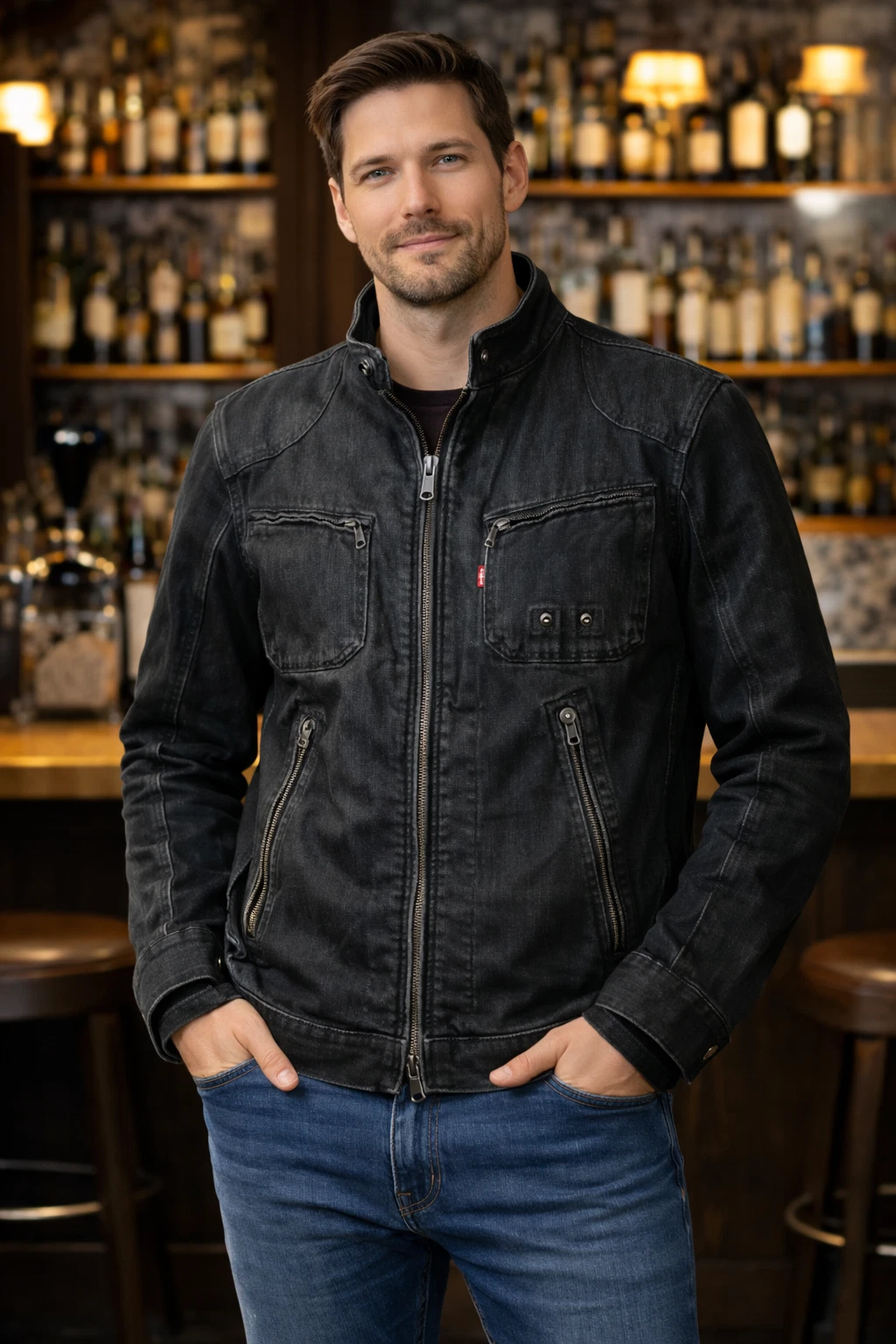 Vintage Levi's Mens biker Denim Jacket uk M black rare 🔥🔥🔥
Opens in a new window or tab