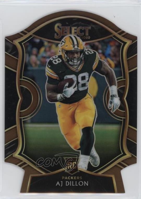 2020 Panini Select Concourse Copper Prizm Die-Cut /355 AJ Dillon #65 Rookie RC