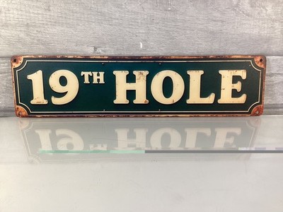 Neuheit 2D Wandschild aus Holz - 19. Loch: Golf, Golfer, Clubhaus