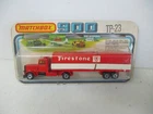 Matchbox Lesney Long Hauls TP-23 Covered Truck "Firestone" labels, blistercard