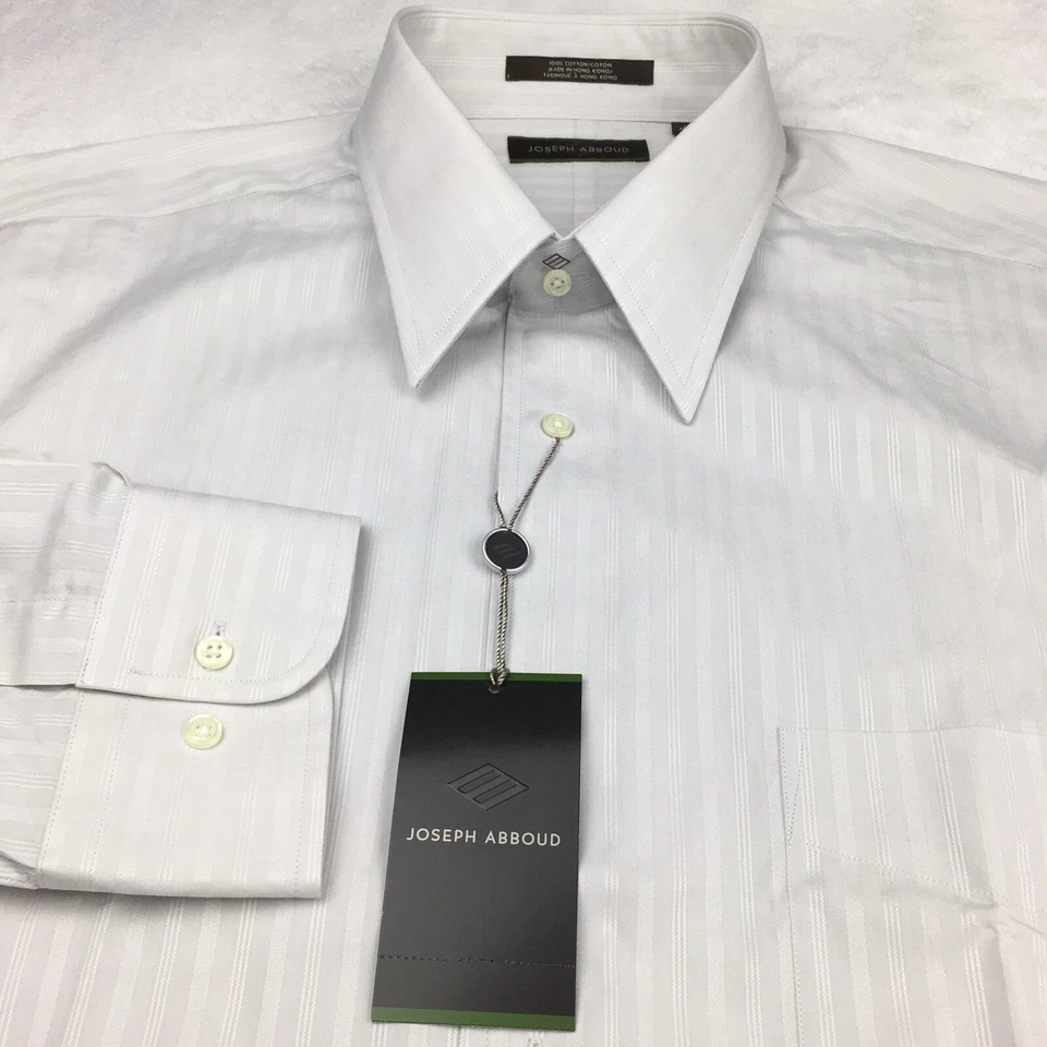 Camisa de vestir JOSEPH ABBOUD para hombre 17-36/37 piedra gris 100 % algodón mangas largas ¡NUEVA CON ETIQUETAS! Foto 4 de 4