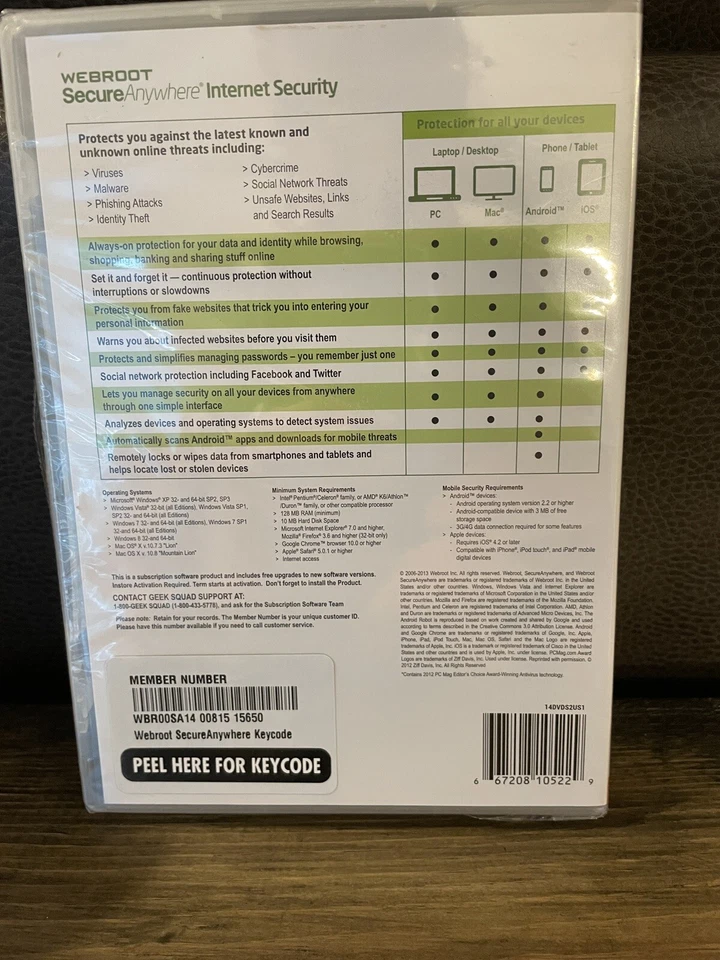 Webroot Secure Anywhere Internet Security - For 3 Devices - Factory Sealed. NEW - Image 2 of 2