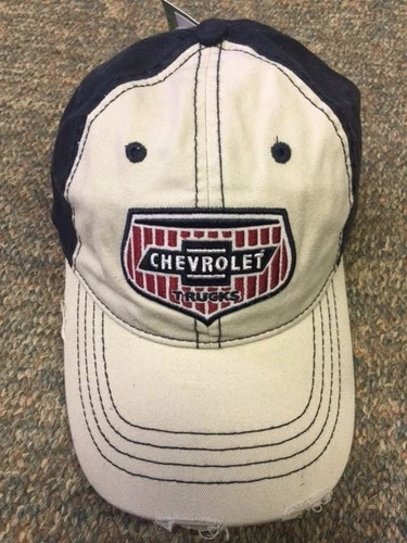 GM Licensed Chevrolet Trucks Beige Baseball Hat Red/White/Navy Grill