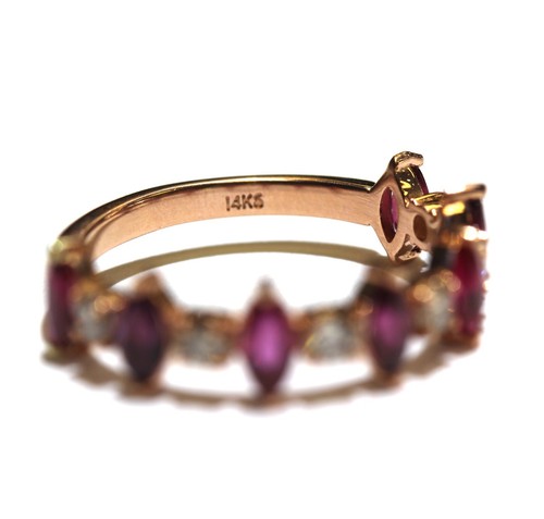 New 14k rose gold .36ct SI1 Faint Brown diamond ruby gemstone band ring 3.9g - Picture 2 of 6