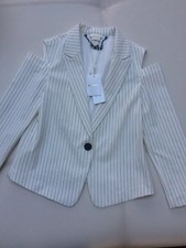 Miss Sixty Of White Pinstripe Cold Shoulder Jacket Sz S Rrp£115