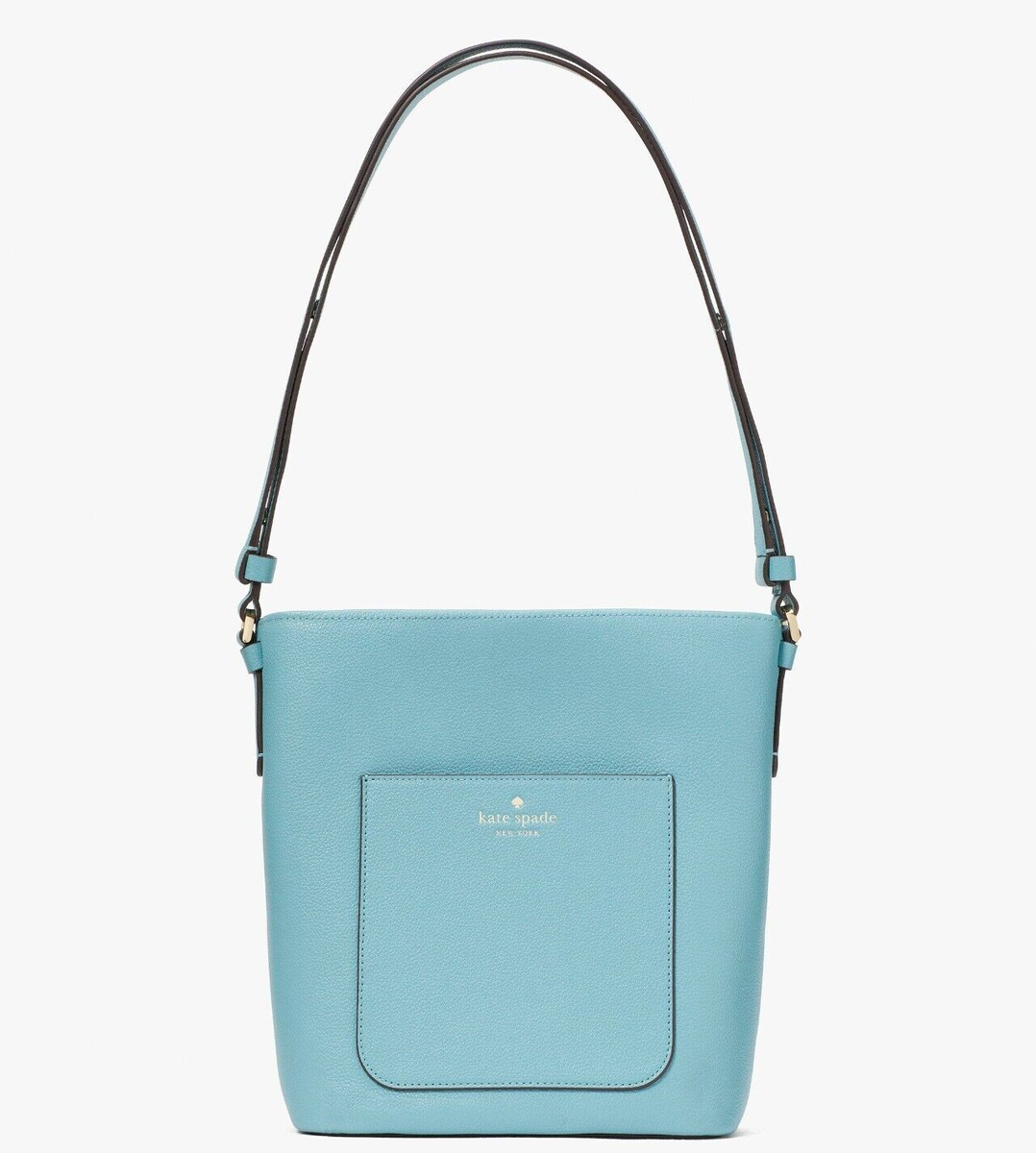 New Kate Spade Elsie Bucket Bag Pebbled Leather Smokie Blue  display picture 3
