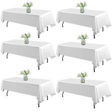 6 Pack White Table Cloth Rectangle Tablecloths 60x102 Inchpolyester Table Cloth