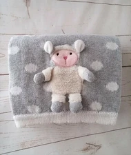 The Little Acorn Lamb Security Baby Blanket Crib Lap Throw 35"x27" Gray White