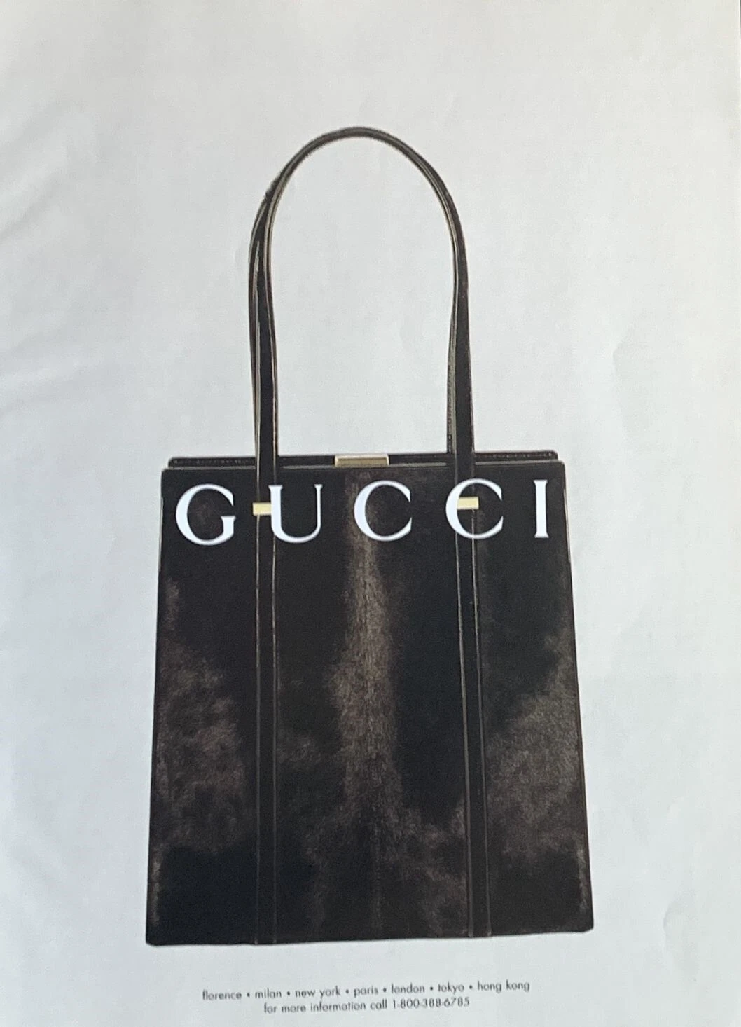 Sac à main GUCCI 1996 années 90 mode magazine original IMPRIME AD