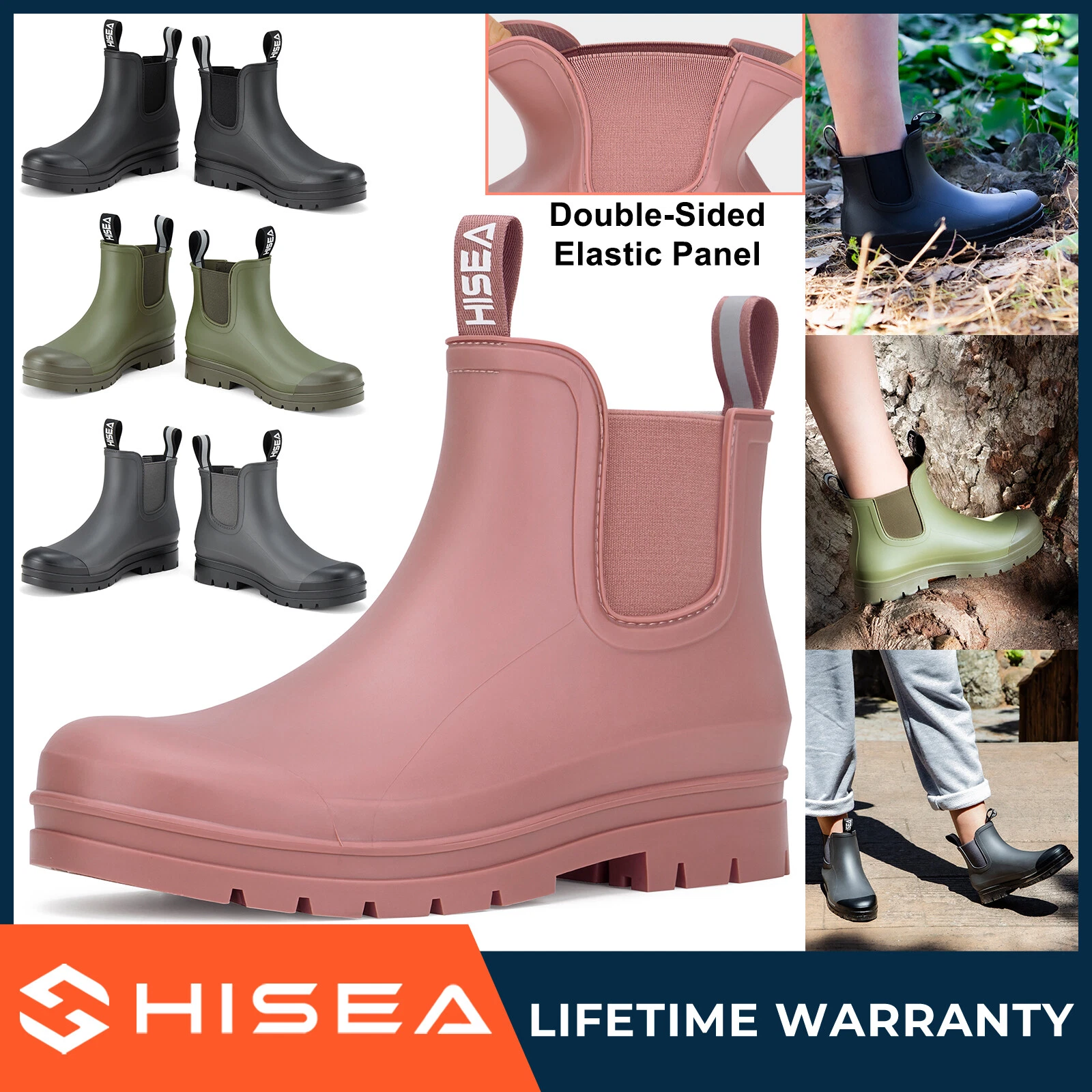 HISEA Women Short Rain Boots Waterproof Hiking Garden Mud Working Chelsea Shoes
Opens in a new windo