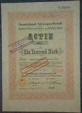 50 X Handelsbank Aktiengesellschaft 1921 gro&szlig;formatig