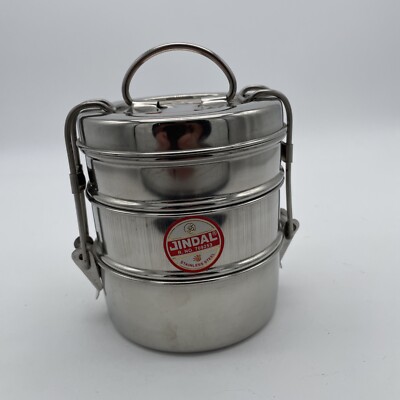 Stainless Steel Jindal Lunch Box 3 Tier Food Storage Container Tiffin Box 7x3