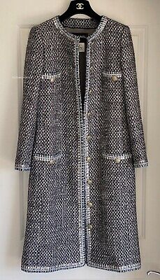 NEW CHANEL 14A SUPERMARKET GRAY SILVER BLACK WHITE 14A RUNWAY TWEED COAT 38