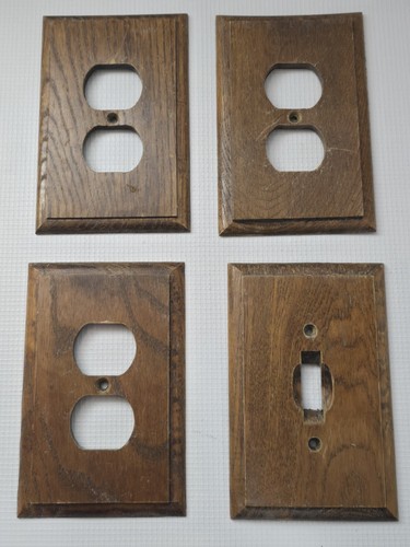 Antike Holzplatten - Steckdosenabdeckungen rechteckig rustikal Kabine 1 Schalter 3 Steckdosen - Bild 4 von 12