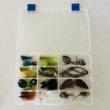 Bulk Lot Fly Fishing Flies, Bass Bugs, Poppers, Woolly Buggers With Tackle Box