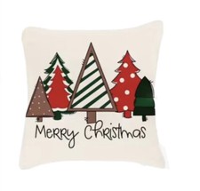MERRY CHRISTMAS WINTER TREES Christmas Throw Pillow Cover Winter Holiday Decor