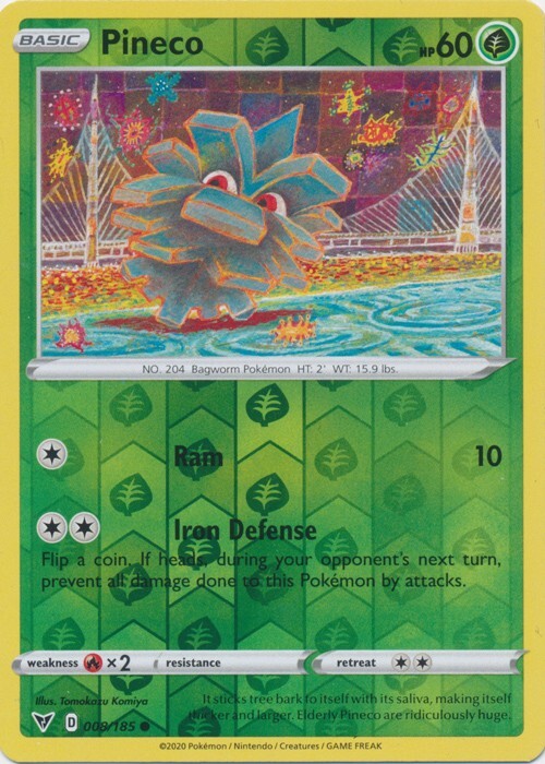 Reverse Holo Pineco 008/185 Common Vivid Voltage Pokemon TCG