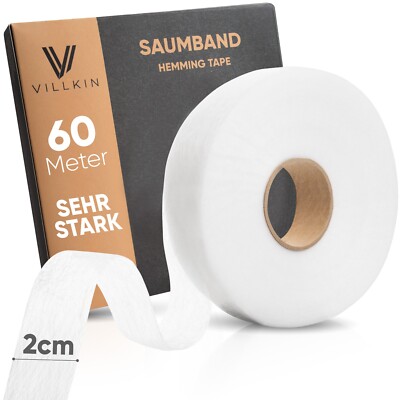 Villkin Saumband 60m Länge und 20mm Breite   Zum Aufbügeln auf Textilien, etc.